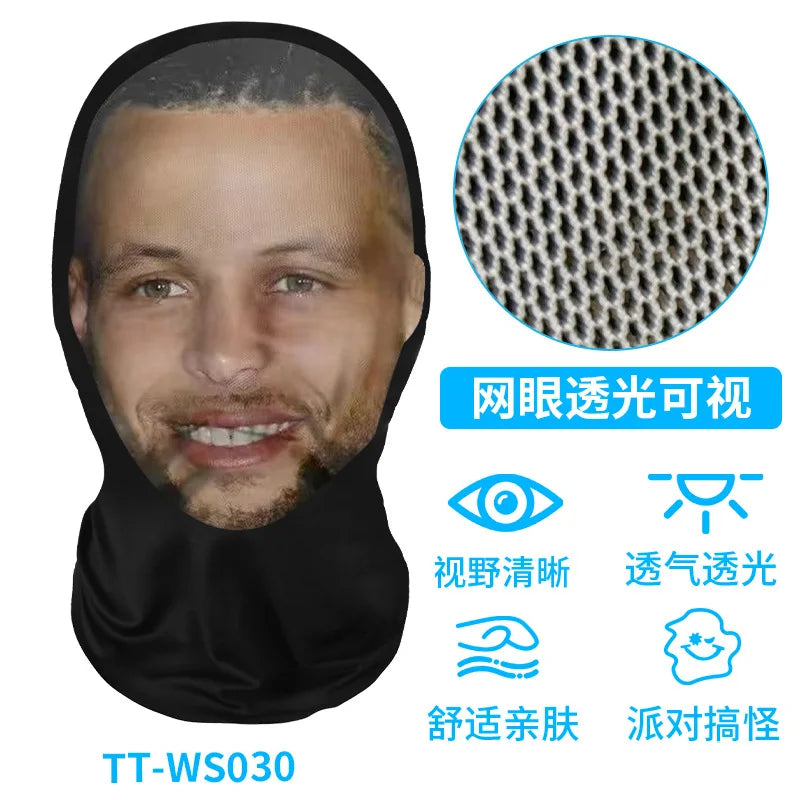 Funny 3D Printed Mask Elastic Mesh Full Face Mask for Men Women Cosplay Headwear Novelty Supplies Tricky Hood Party Cosplay Prop