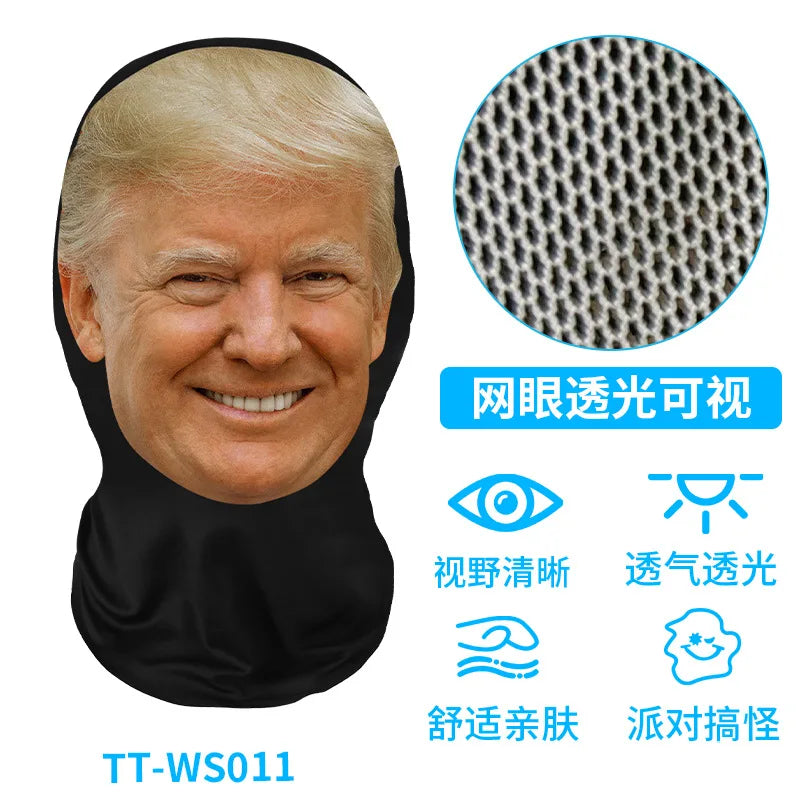 Funny 3D Printed Mask Elastic Mesh Full Face Mask for Men Women Cosplay Headwear Novelty Supplies Tricky Hood Party Cosplay Prop