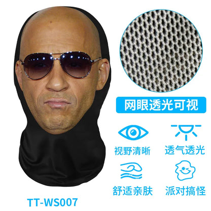 Funny 3D Printed Mask Elastic Mesh Full Face Mask for Men Women Cosplay Headwear Novelty Supplies Tricky Hood Party Cosplay Prop