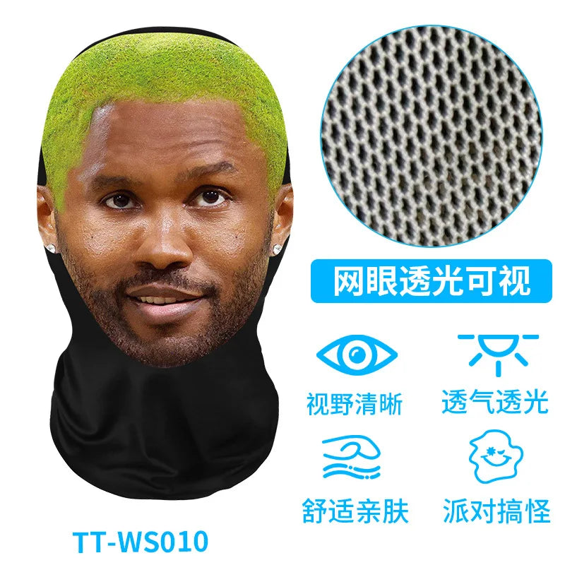 Funny 3D Printed Mask Elastic Mesh Full Face Mask for Men Women Cosplay Headwear Novelty Supplies Tricky Hood Party Cosplay Prop
