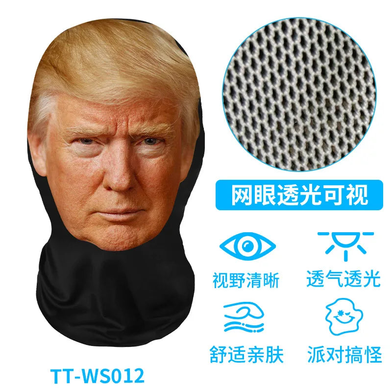 Funny 3D Printed Mask Elastic Mesh Full Face Mask for Men Women Cosplay Headwear Novelty Supplies Tricky Hood Party Cosplay Prop