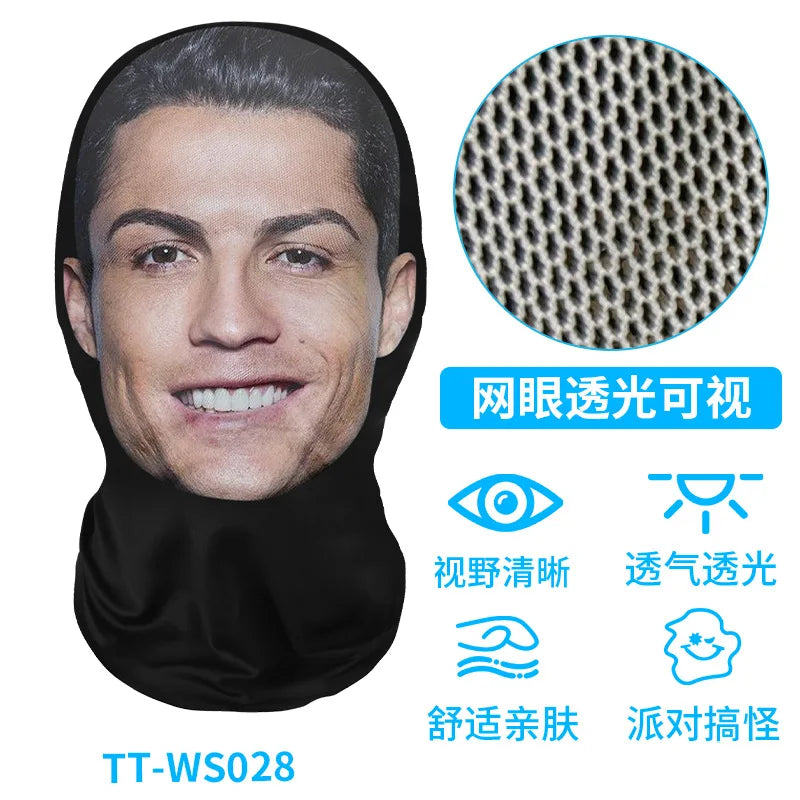 Funny 3D Printed Mask Elastic Mesh Full Face Mask for Men Women Cosplay Headwear Novelty Supplies Tricky Hood Party Cosplay Prop