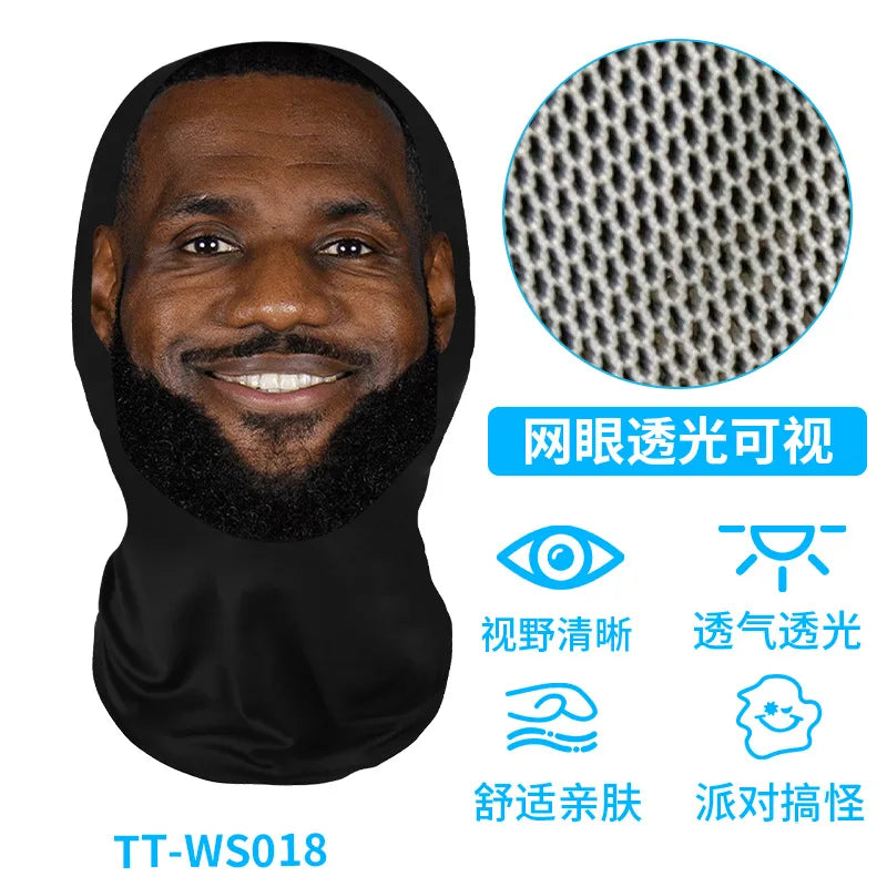Funny 3D Printed Mask Elastic Mesh Full Face Mask for Men Women Cosplay Headwear Novelty Supplies Tricky Hood Party Cosplay Prop