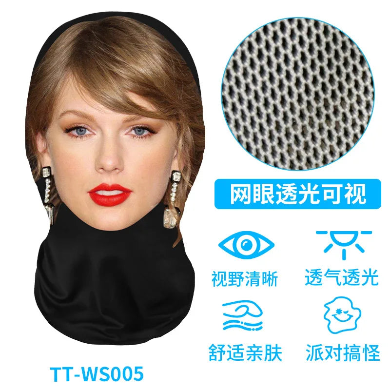 Funny 3D Printed Mask Elastic Mesh Full Face Mask for Men Women Cosplay Headwear Novelty Supplies Tricky Hood Party Cosplay Prop