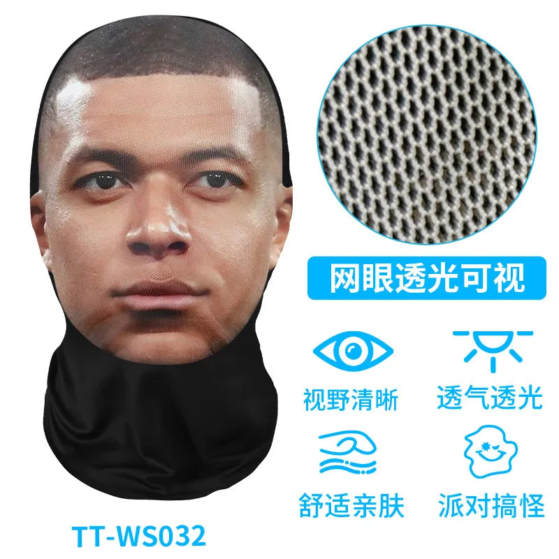 Funny 3D Printed Mask Elastic Mesh Full Face Mask for Men Women Cosplay Headwear Novelty Supplies Tricky Hood Party Cosplay Prop